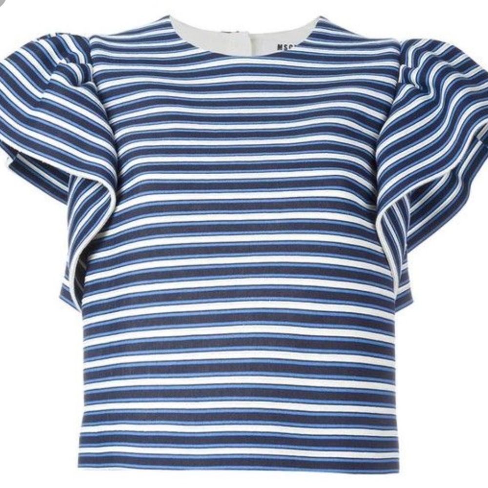 Msgm Flutter Sleeve Crop Top - image 1